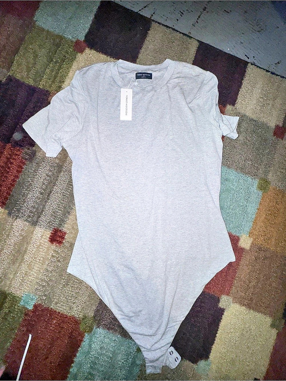 naked wardrobe Smooth Crewneck Tee Bodysuit Gray